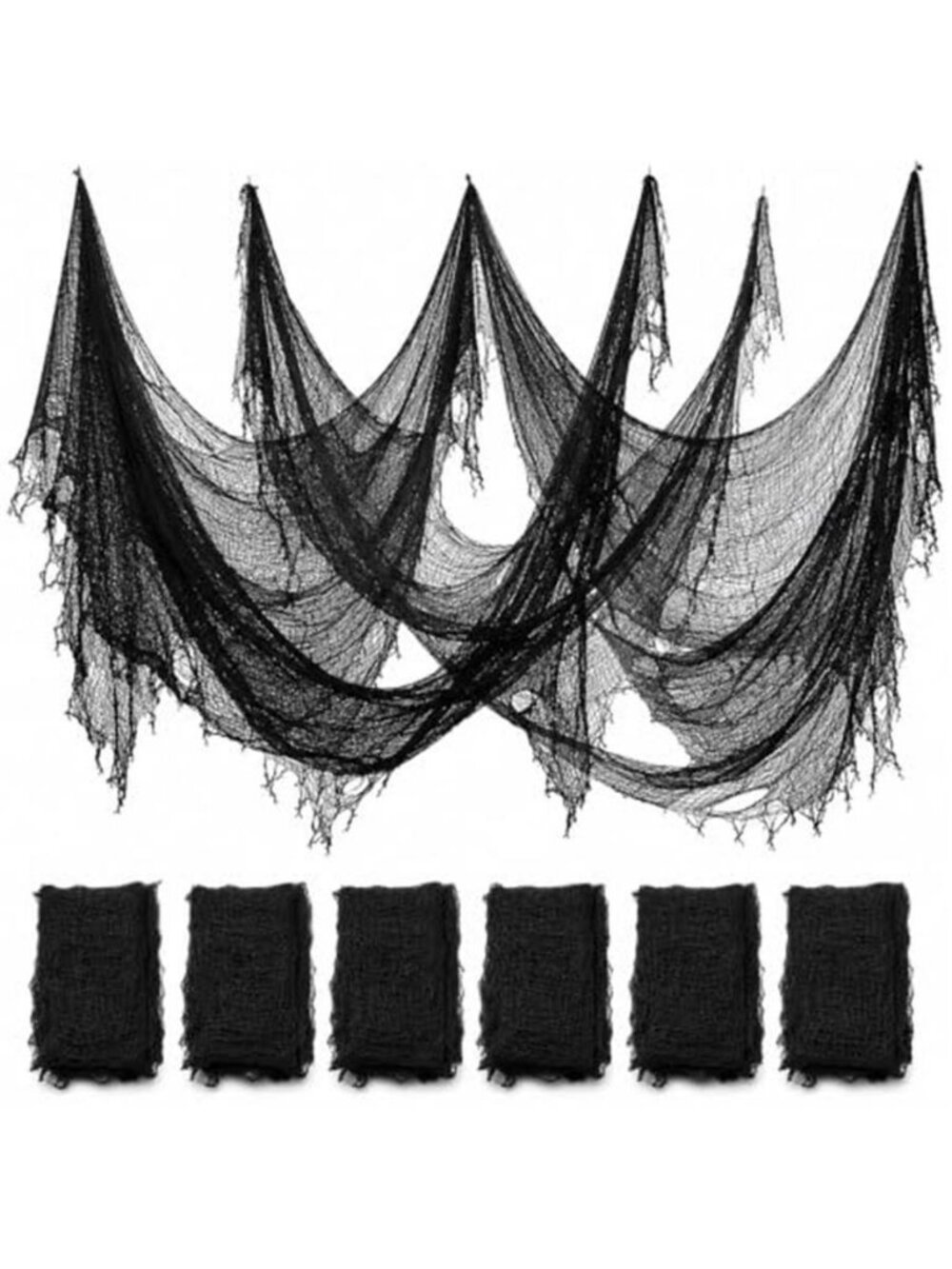 6 Pack Black Halloween Creepy Cloth 30 × 75 Inch - Halloween Cheesecloth